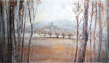 Automne, technique mixte sur papier, 25x45cm